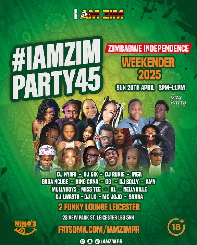 IAMZIMPARTY45 – ZIMBABWE INDEPENDENCE PARTY ( WEEKENDER ) BBQ LEICESTER