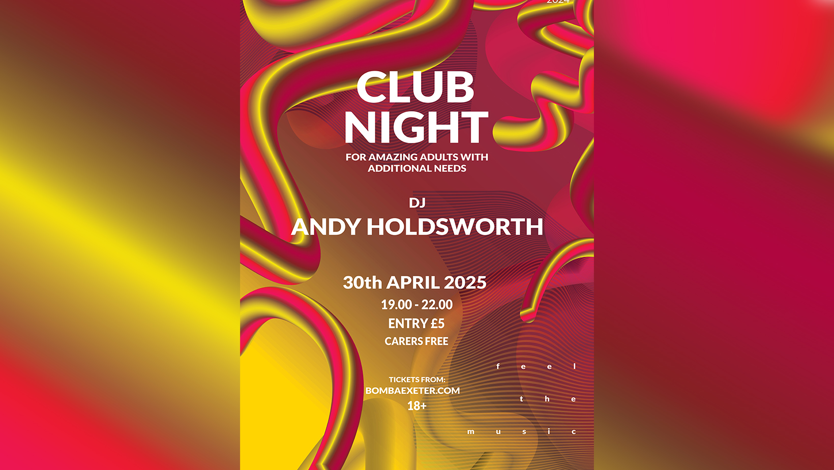 Adults With Additional Needs – Club Night – Weds 30 April 2025 – Bomba – Exeter Quay