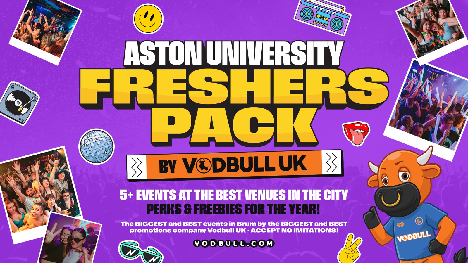 WELCOME TO BIRMINGHAM FRESHERS SPECIAL⭐️ 🔟 MASSIVE EVENTS, 1️⃣ TICKET] The Vodbull UK Aston Uni Freshers Pack!