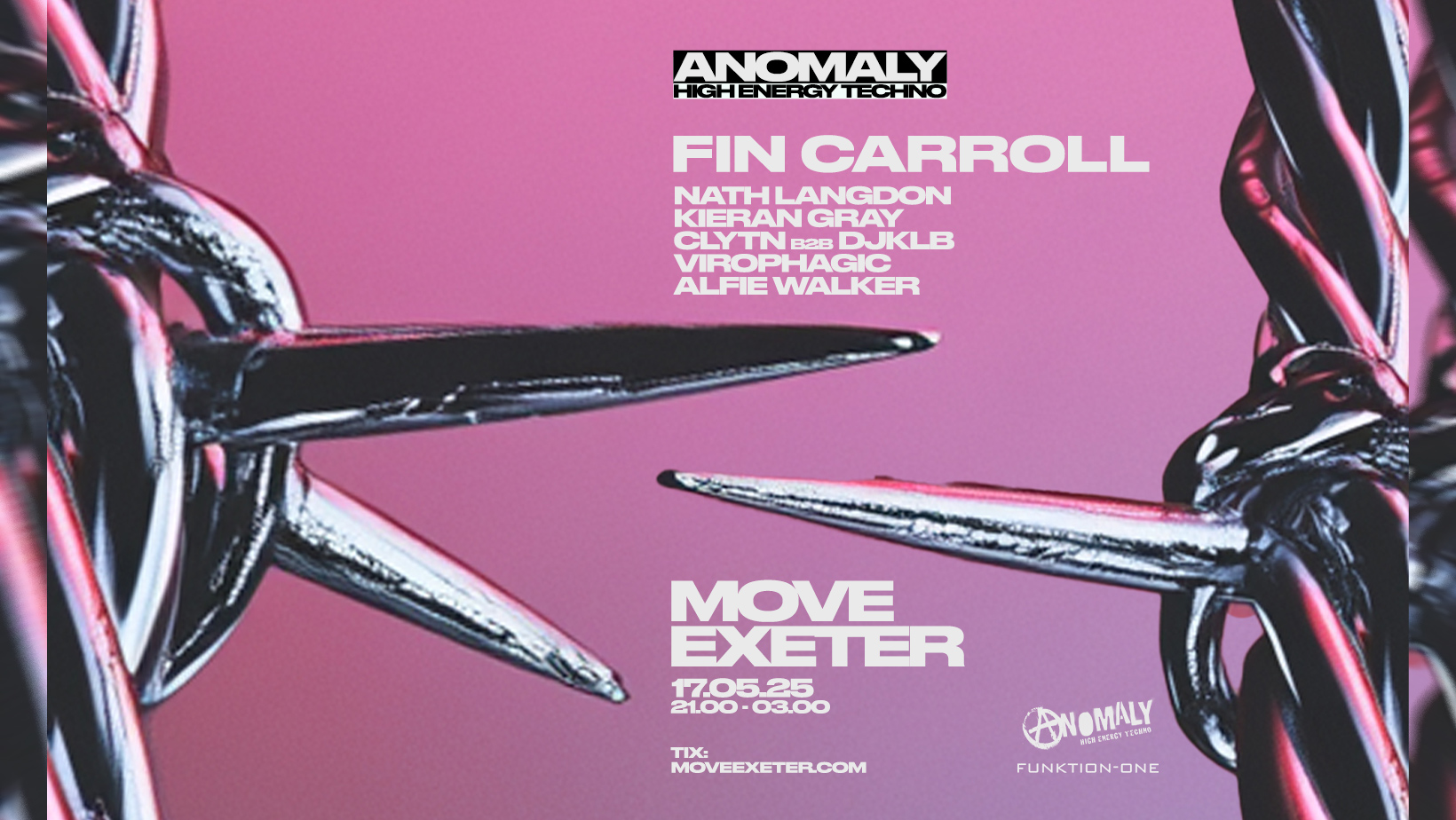 Anomaly Presents: Fin Carroll // Hard Techno // Sat May 17 // Move Exeter