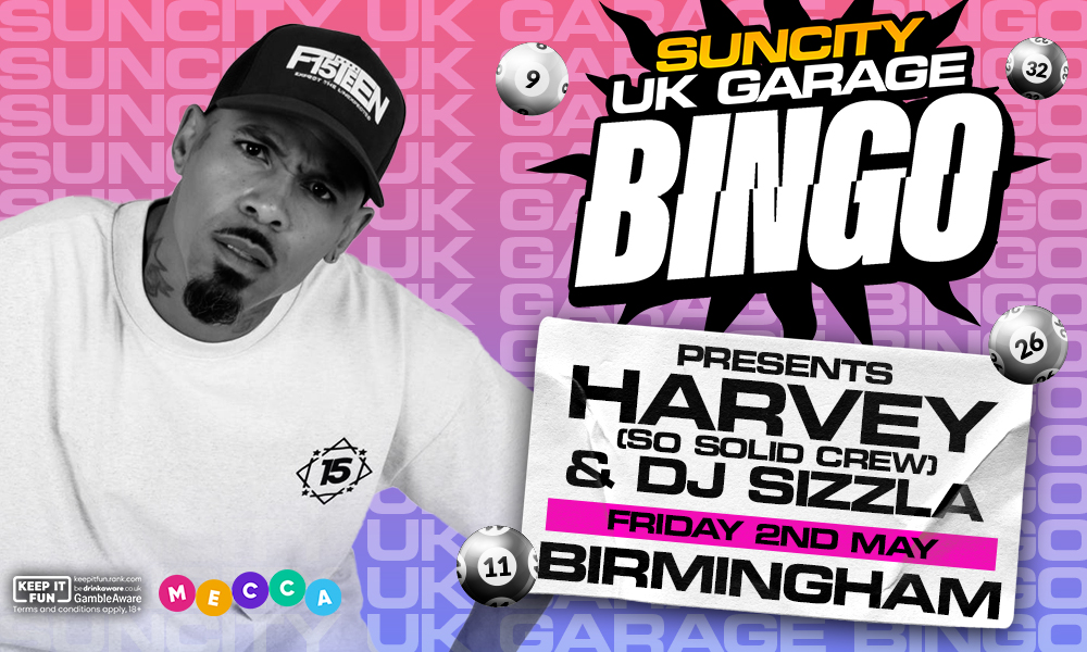 Sun City UK GARAGE BINGO  in Birmingham @Mecca Bingo