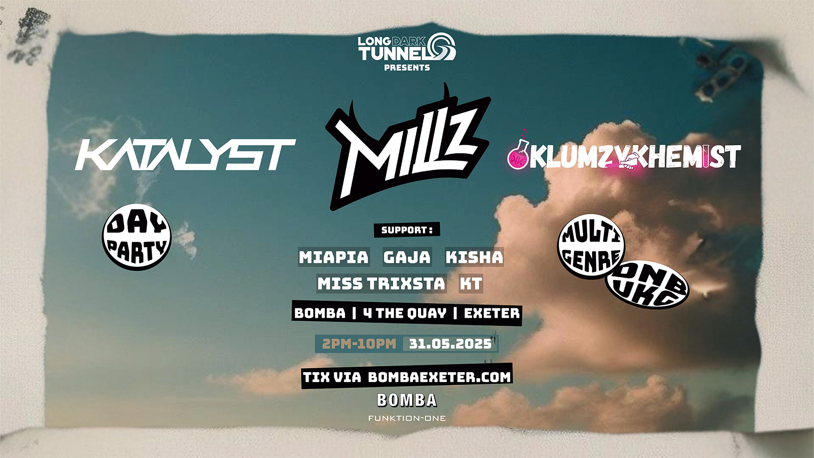 LDT Presents: Millz – Katalyst – KlumzyKhemist – Sat 31 May – Bomba – Exeter