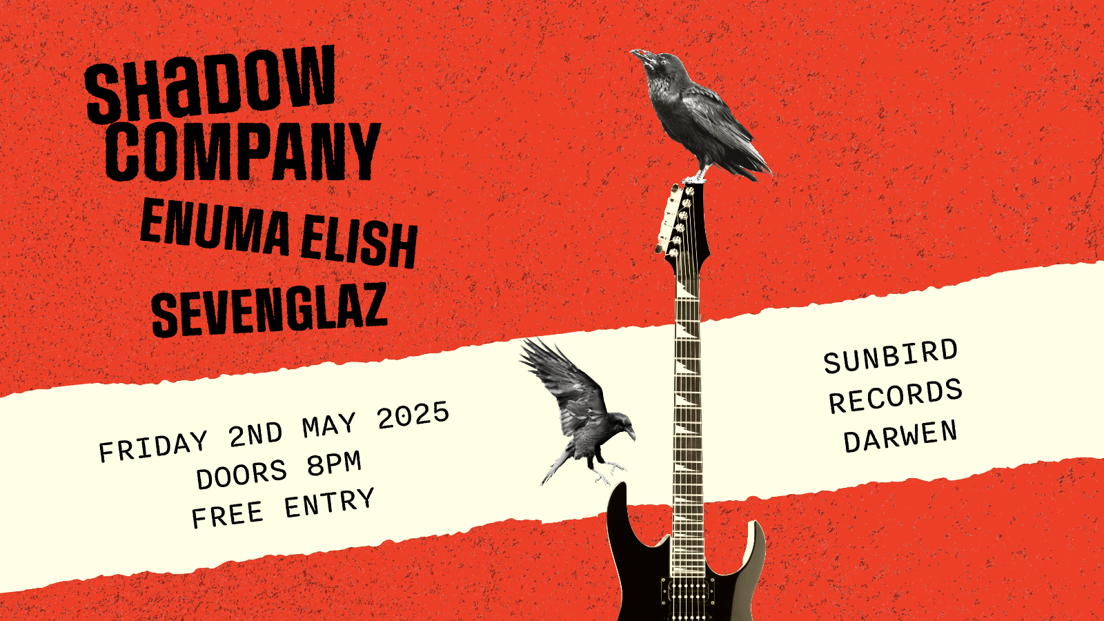 Shadow Company + Enuma Elish + Sevenglaz – Friday 2nd May 2025 | Sunbird Records, Darwen