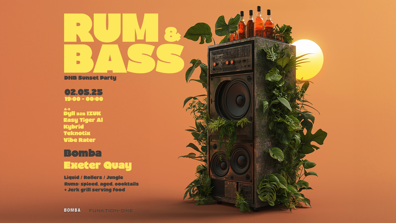 RUM & BASS – DnB Sunset Party – 100 Free Tickets – Fri 02 May – Bomba – Exeter