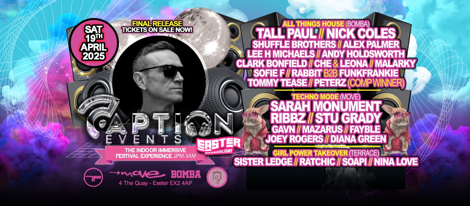 Caption Events – Tall Paul, Sarah Monument, Ribbz MC/DJ, Nick Coles Live + More, All day festival (Easter Saturday)