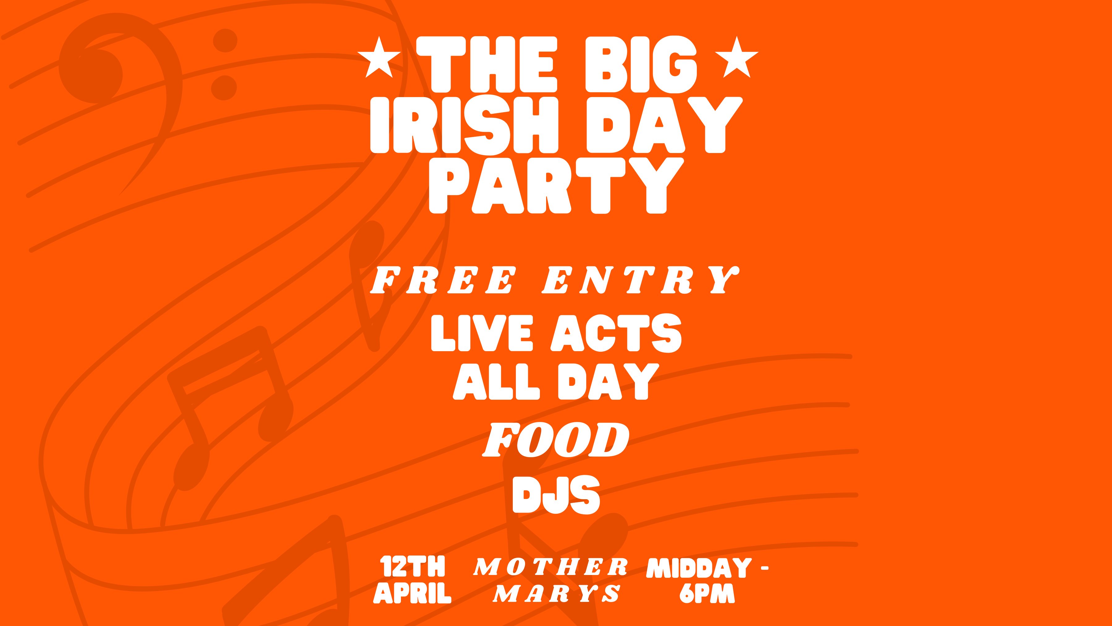 THE BIG IRISH DAY PARTY – Free Entry ☘️