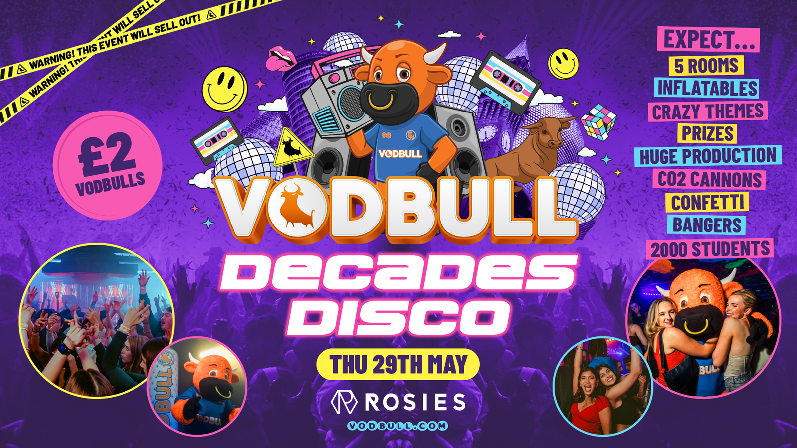 🧡 VODBULL DECADES DISCO [FINAL TIX!] END OF EXAMS! at ROSIES!! 29/05