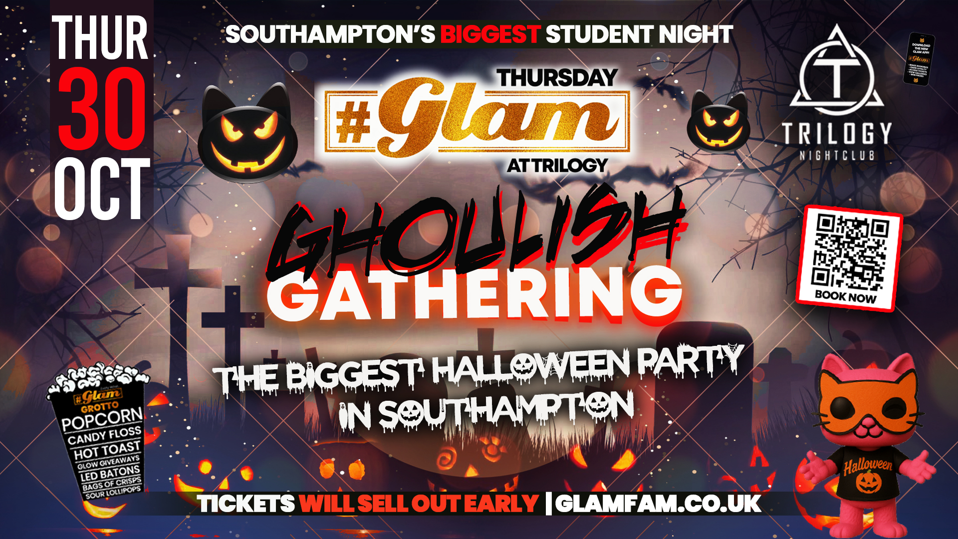 ⛓️ GLAM GHOULISH GATHERING 🧟|  All HELL at MIDNIGHT! 🕛 🎃 SOUTHAMPTON’S BIGGEST STUDENT HALLOWEEN EVENT 🎃