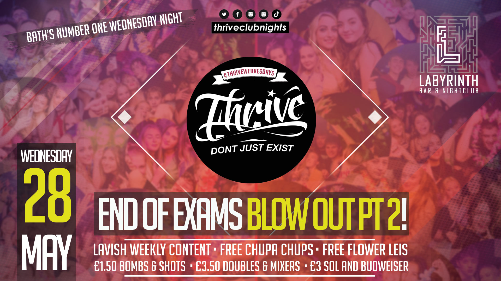 Thrive Wednesdays at Labs – EXAMS BLOW OUT!!! 🤩 Bath’s Best Wednesday Night! 🥳