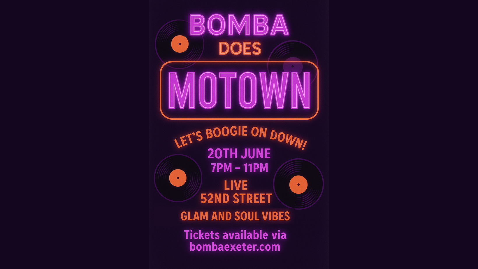 Bomba Does Motown – Live Band 52nd Street – Bomba Exeter – Fri 20 June