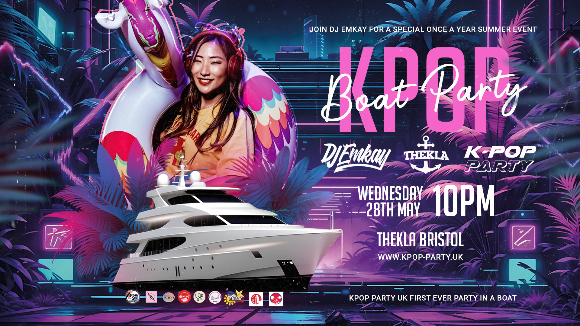 Bristol KPOP BOAT PARTY with DJ EMKAY | Wednesday 28th May