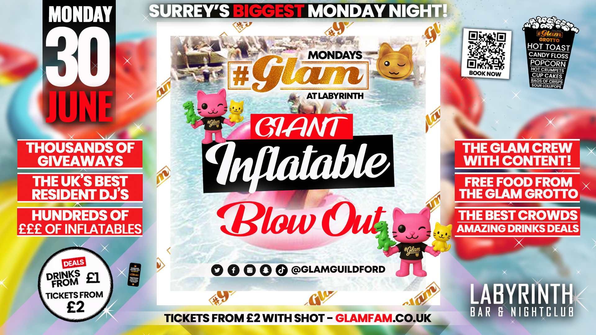 Glam 🤩 INFLATABLES PARTY 🤩  | Surrey’s Biggest Monday Night!