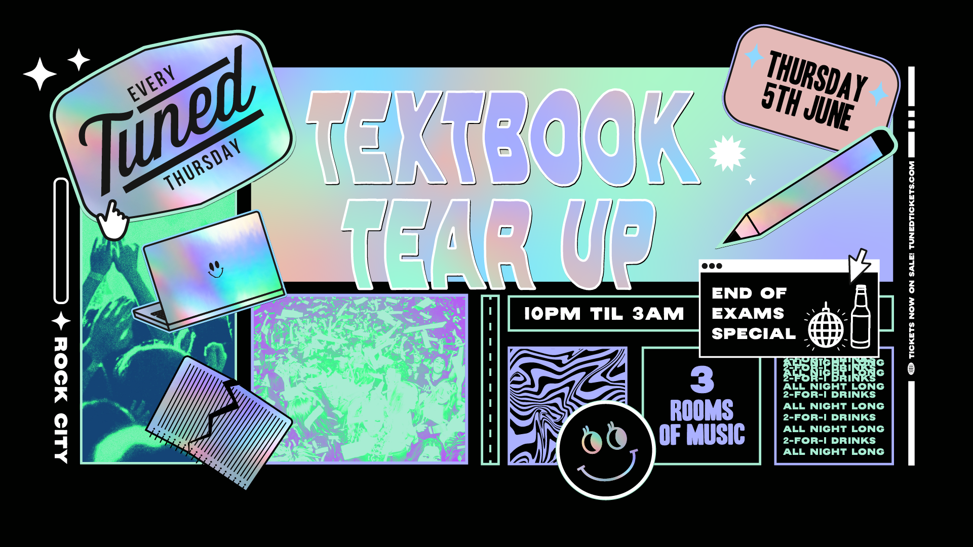 Tuned – Textbook Tear Up (End of Exams Special) – Nottingham’s Biggest Student Night – 2-4-1 Drinks All Night Long – (inc Silent Disco In Beta Room) 05/06/25