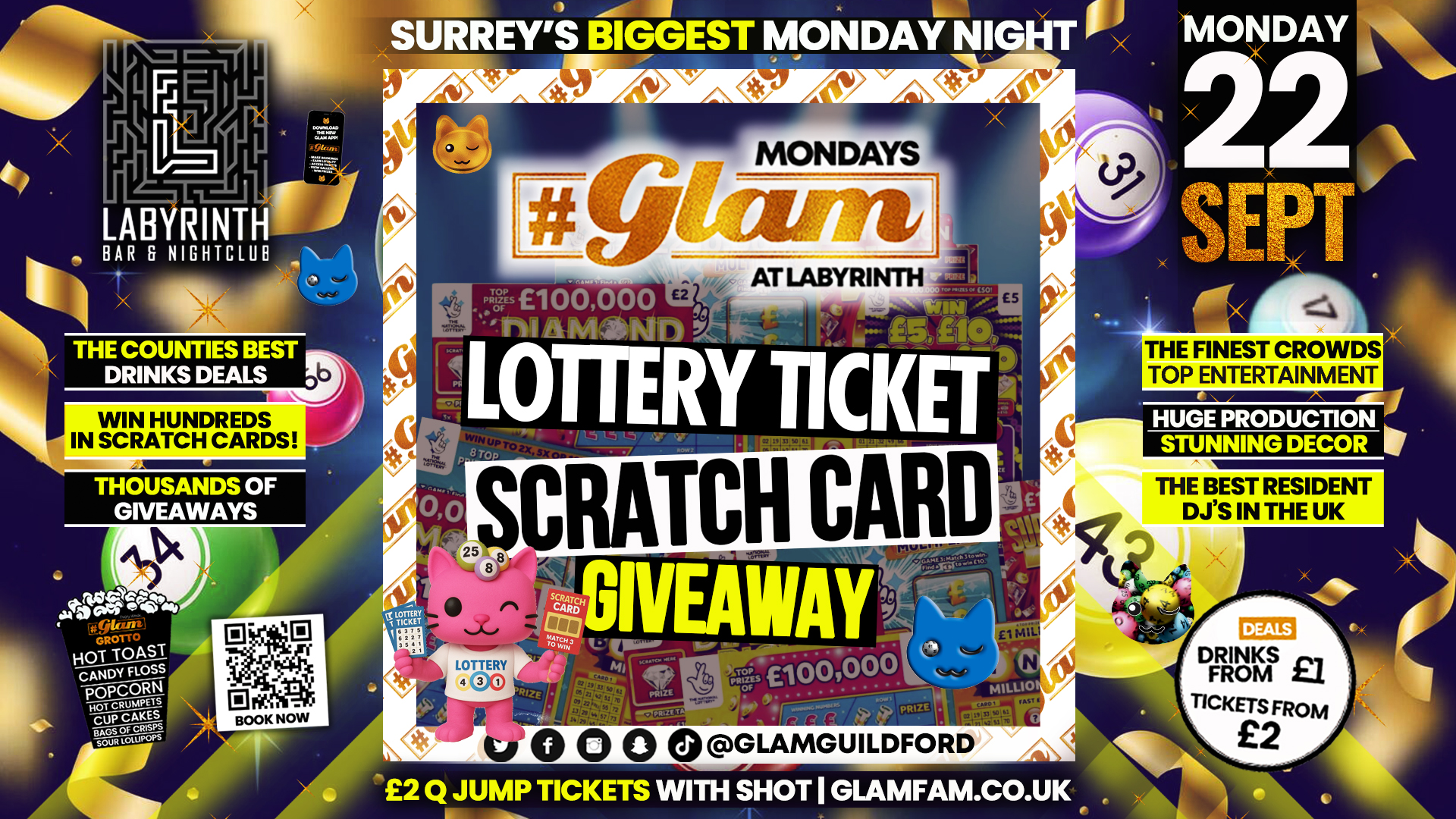Glam FRESHERS 25 💰 LOTTERY SCRATCH CARD GIVEAWAY 8️⃣  | Surrey’s Biggest Monday Night! 🤩