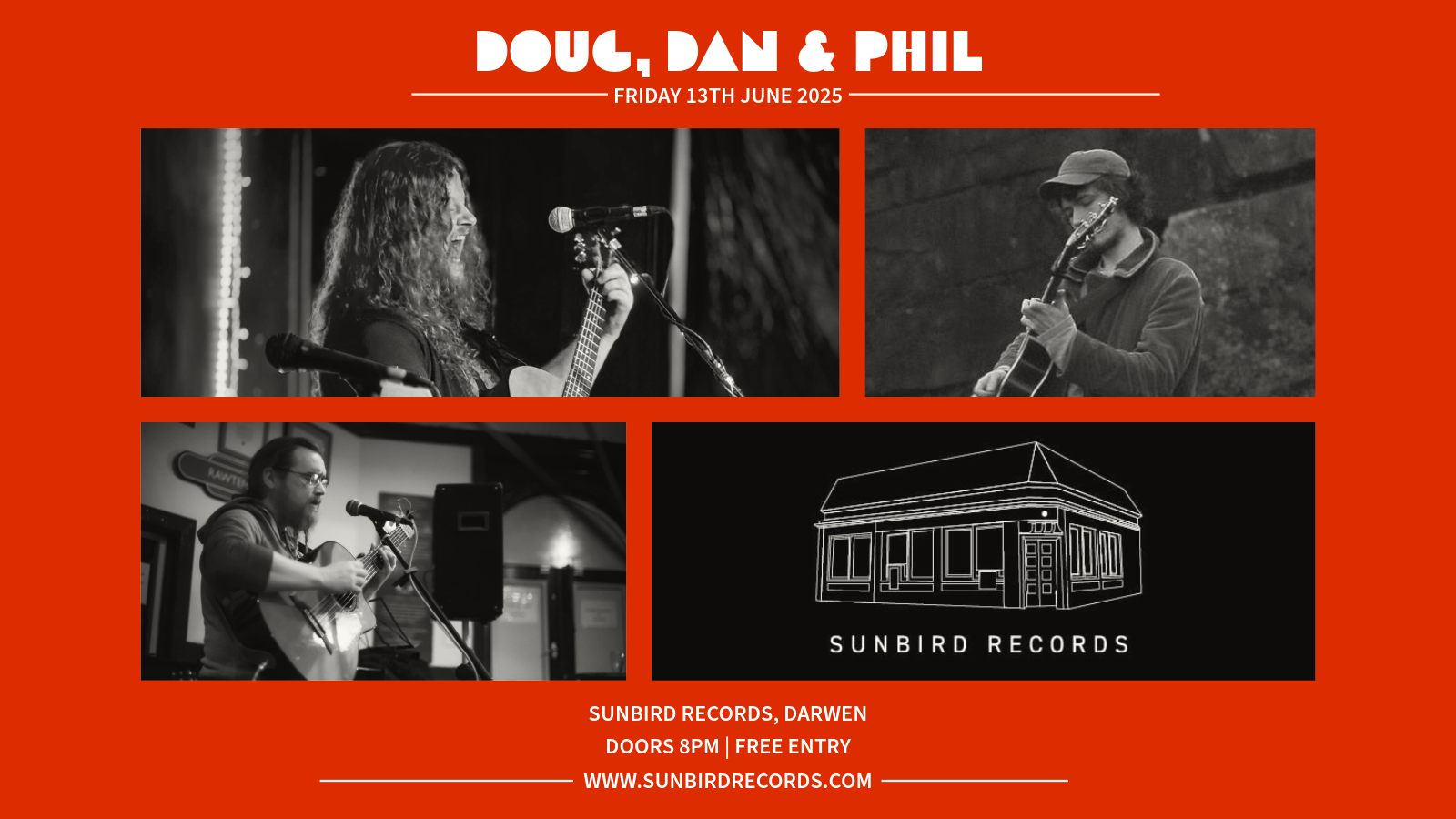 Doug, Dan and Phil – Friday 13th June 2025 | Sunbird Records, Darwen
