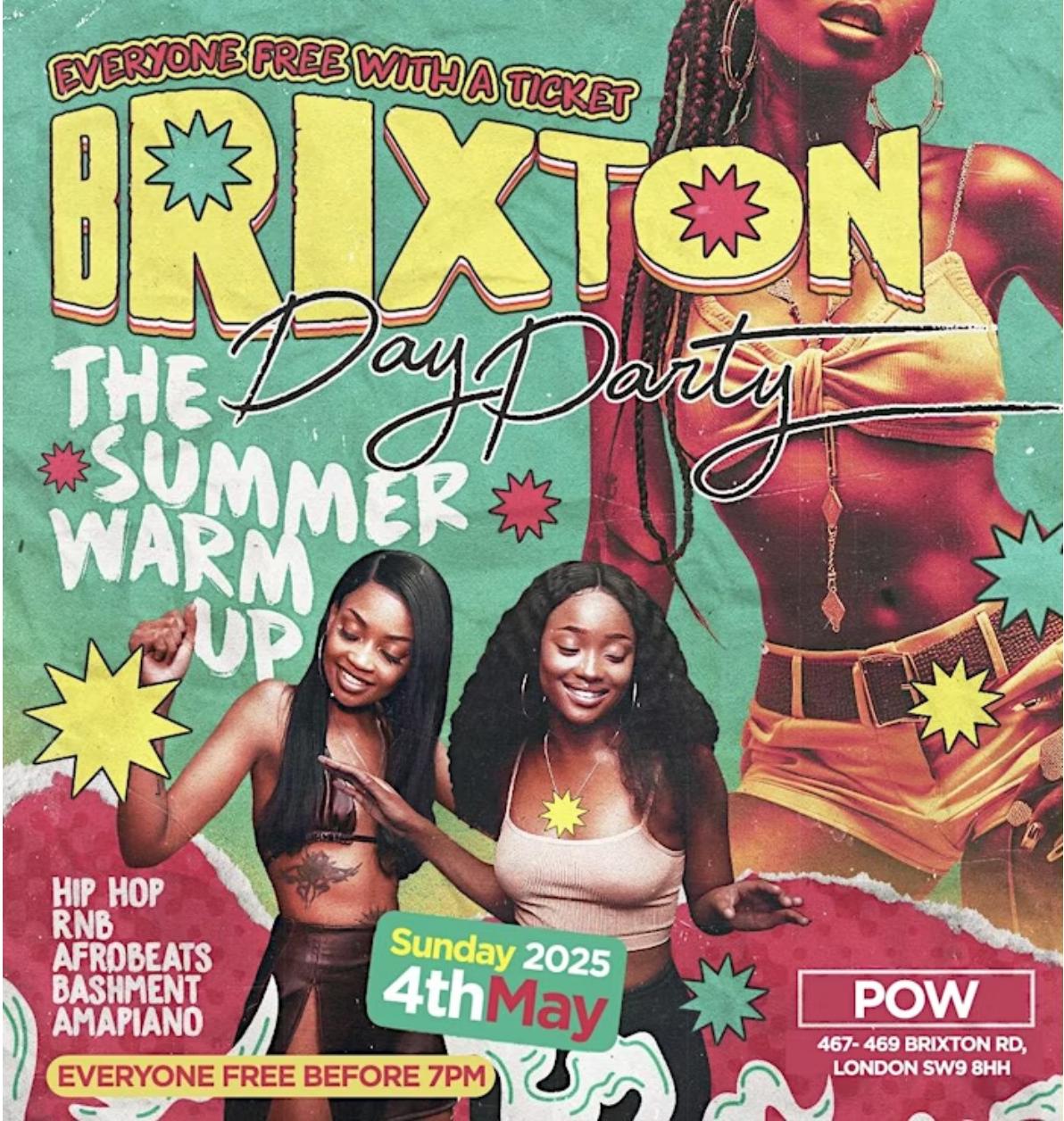 BRIXTON DAY PARTY – FREE Summer BANK HOLIDAY Party – TODAY!!
