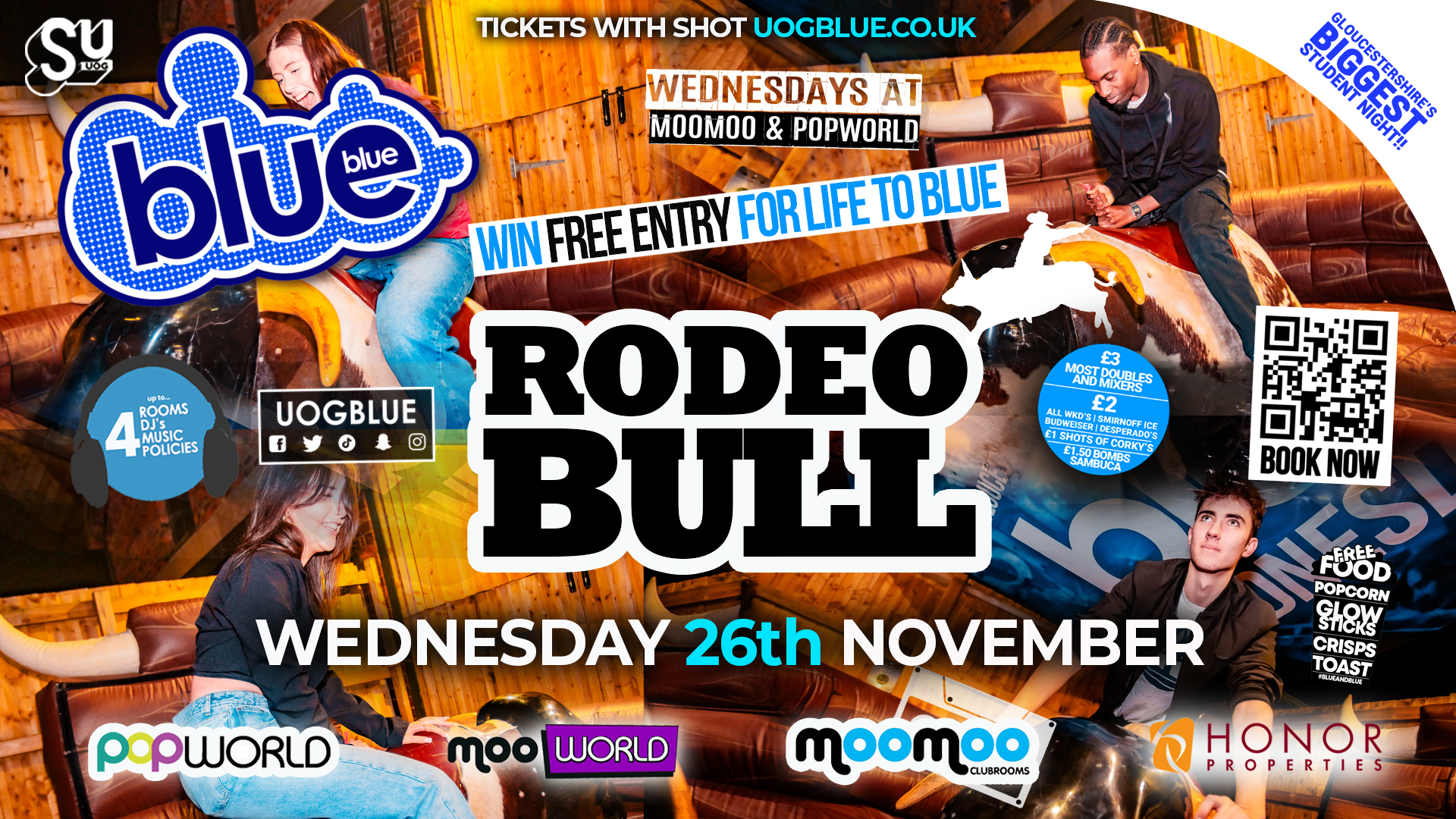 Blue & Blue  🐂 RODEO BULL PARTY 🐂 Gloucestershire’s Biggest Student Night 💙