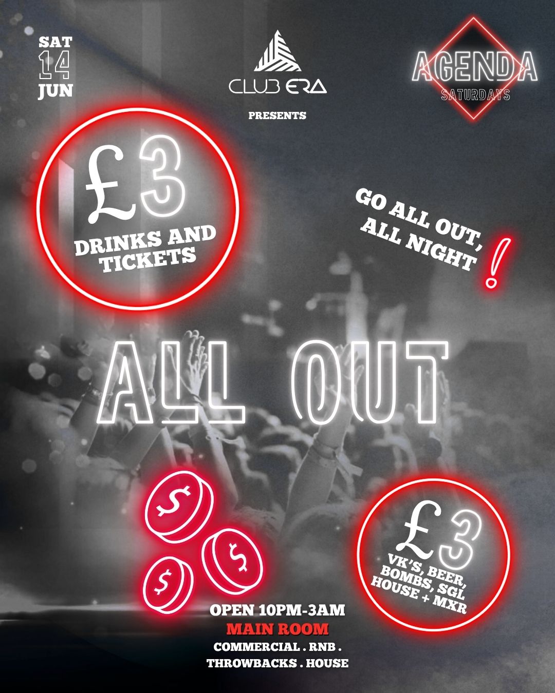 AGENDA SATURDAYS – ALL OUT BOOTHS & TICKETS