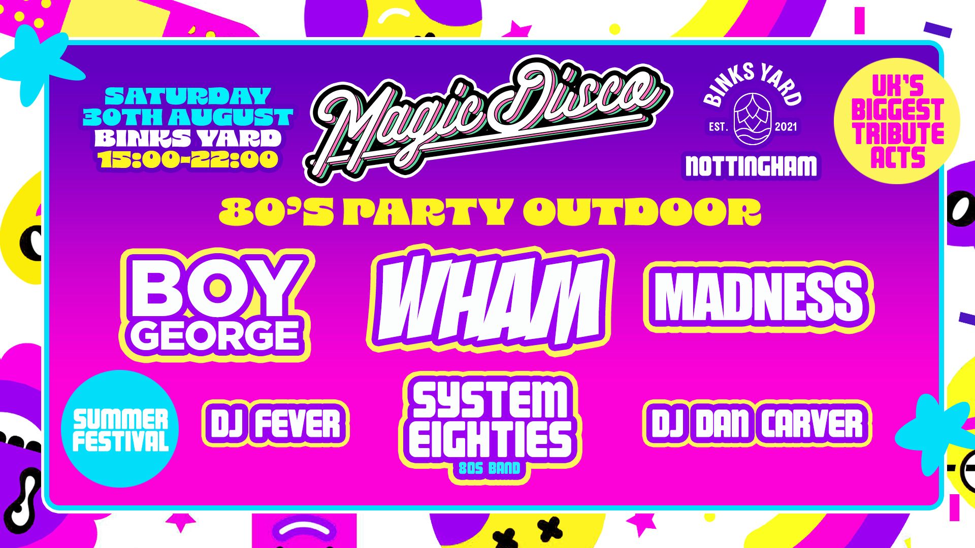 Summer Outdoor 80s Festival – Sat 30th Aug – Binks Yard [TICKETS ON SALE NOW!]