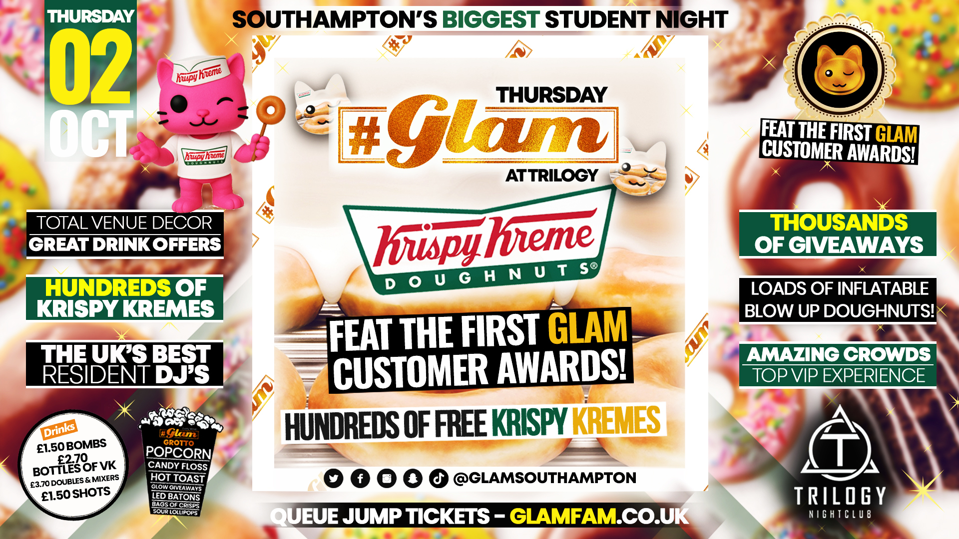 Glam Thursdays | 🍩KRISPY KREME & Glam Student Awards 🏆 |  Southampton’s Best Student Night 😻