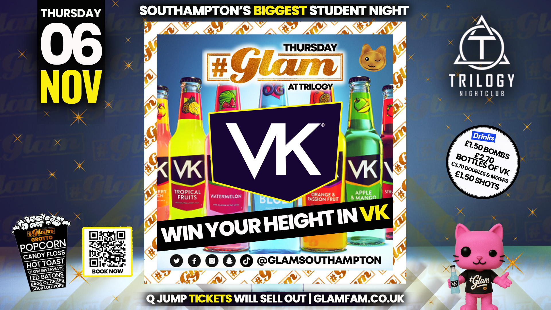 Glam Thursdays | 😲 WIN YOUR HEIGHT IN VK! 😲 | Southampton’s Best Student Night 😻