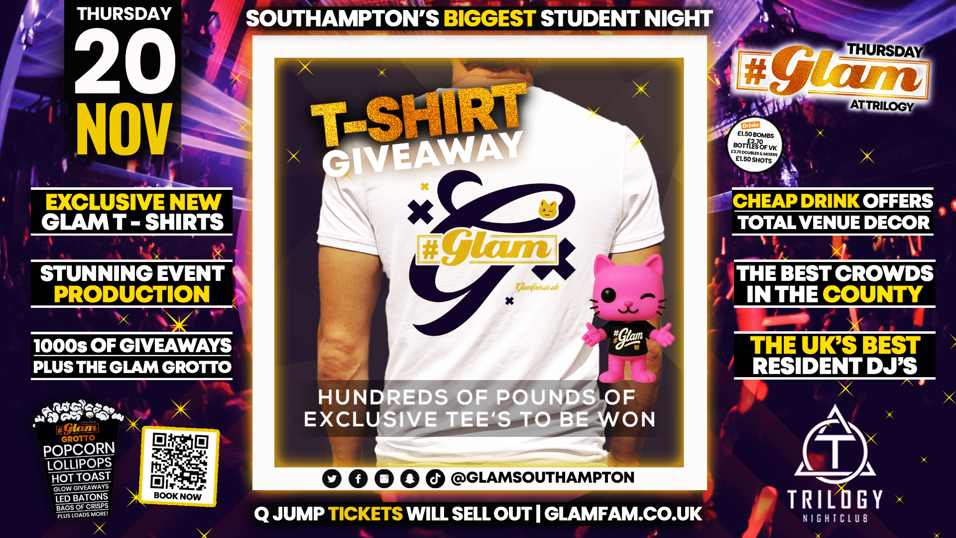 Glam Thursdays | 👚 GLAM T-SHIRT GIVEAWAY! 👕  | Southampton’s Best Student Night 😻