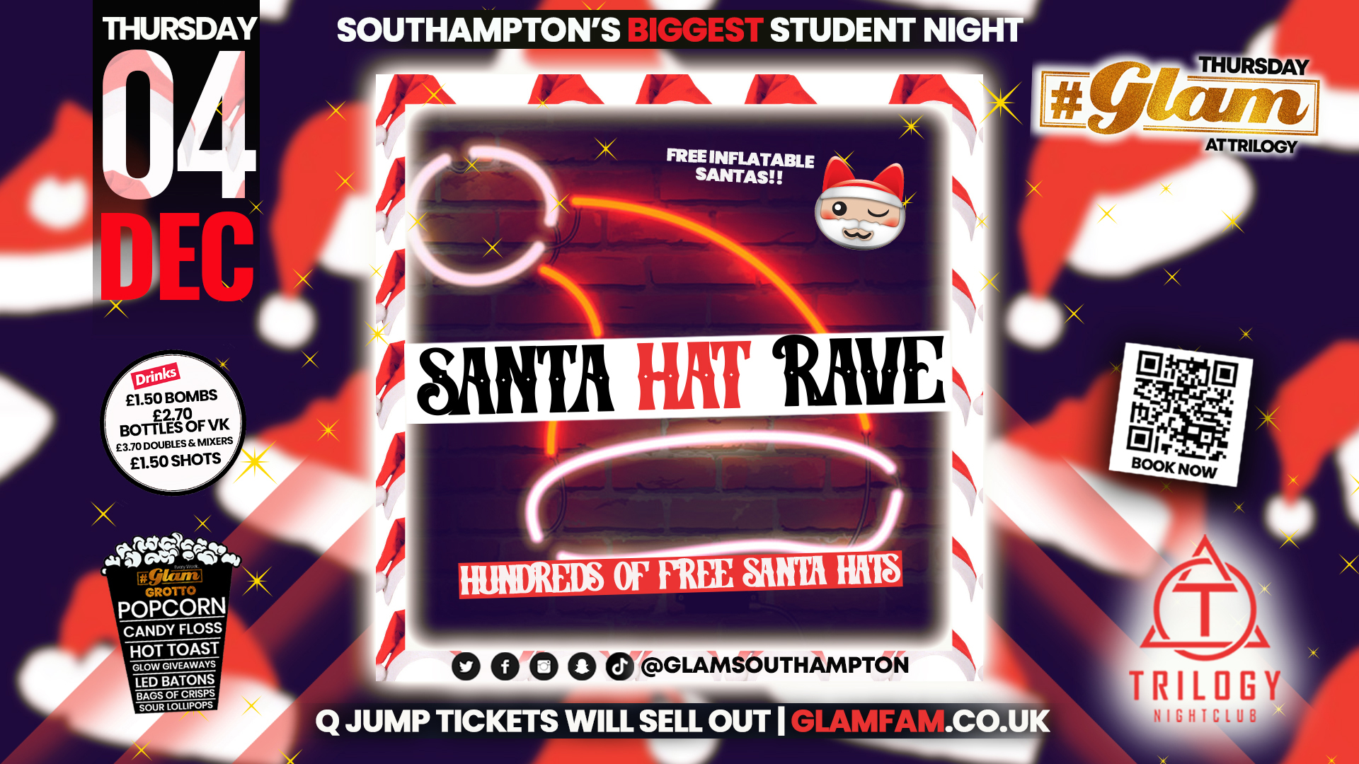 Glam Thursdays | 🎅 SANTA HAT RAVE 🎅  | Southampton’s Best Student Night 😻