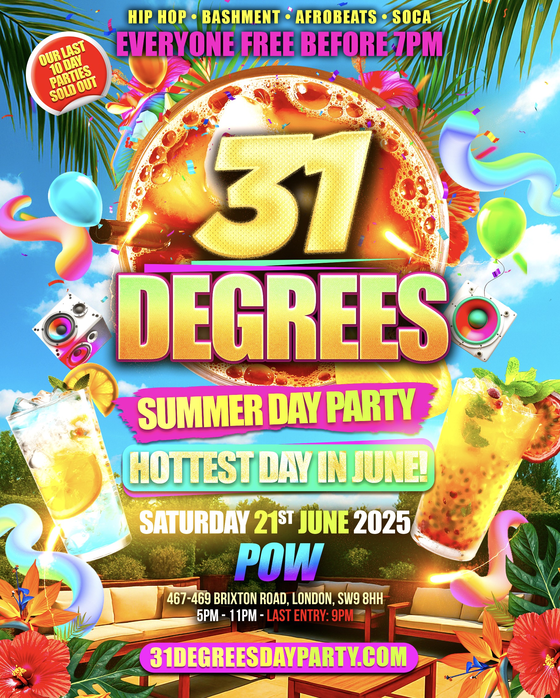 31 DEGREES – FREE Summer Rooftop Day Party – TODAY