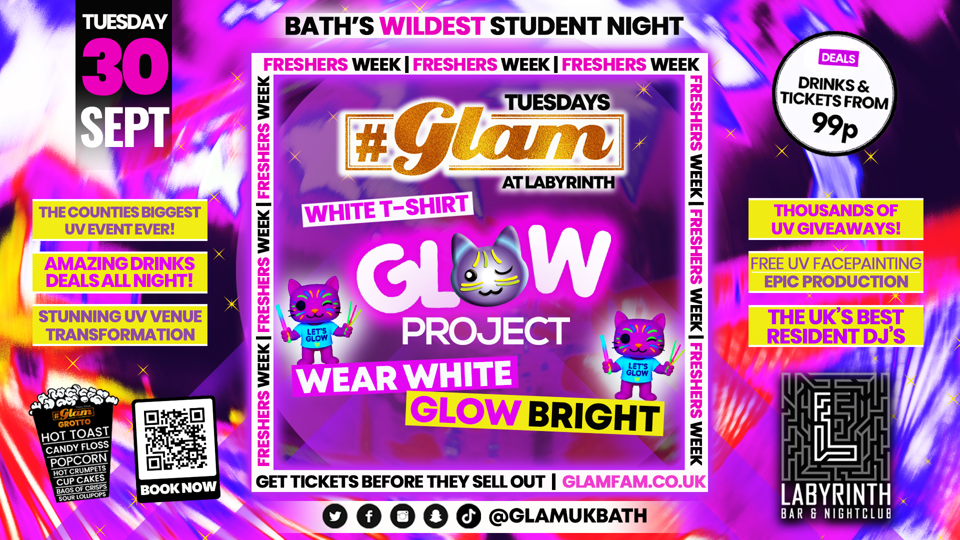 Glam – 🌟 GLOW PROJECT!🌟  | Bath’s Best Student Night! Every Tuesday at Labyrinth! 😻