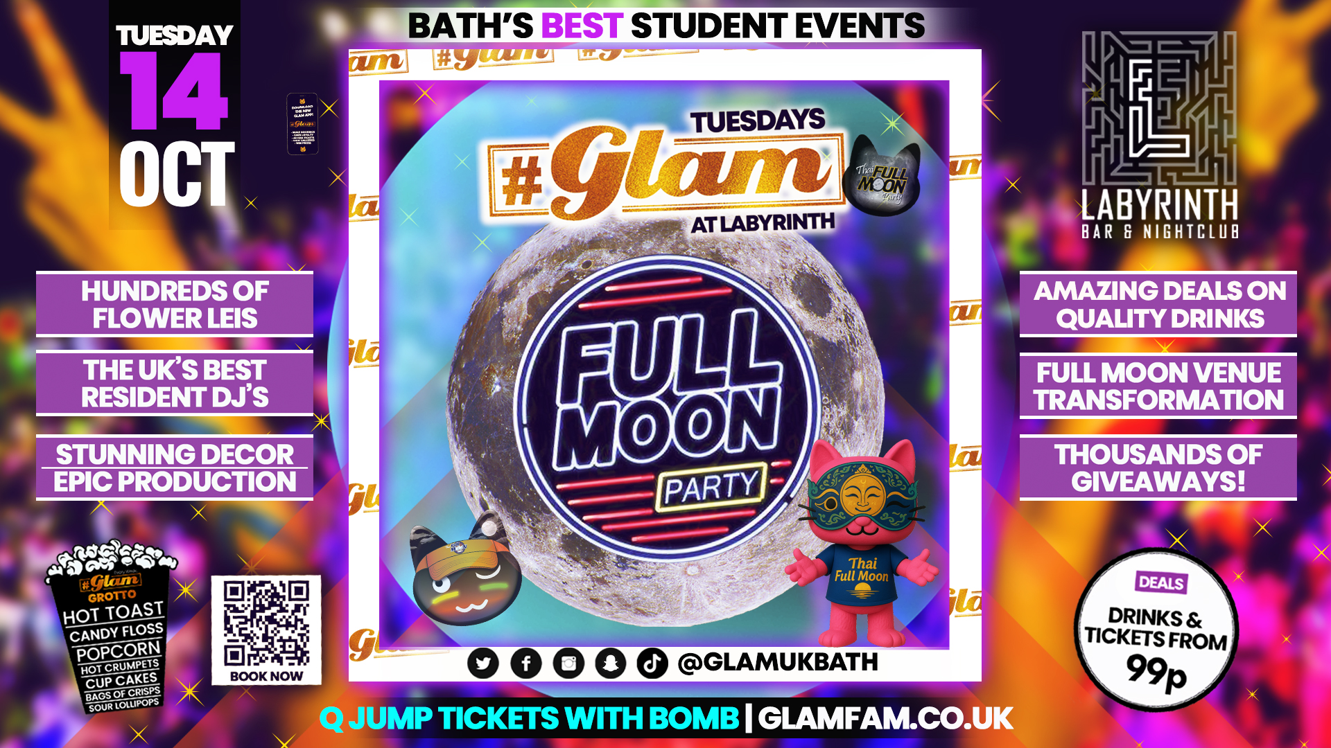 Glam – 🌕 FULL MOON PARTY 🌕 | Bath’s Best Student Night! Every Tuesday at Labyrinth! 😻