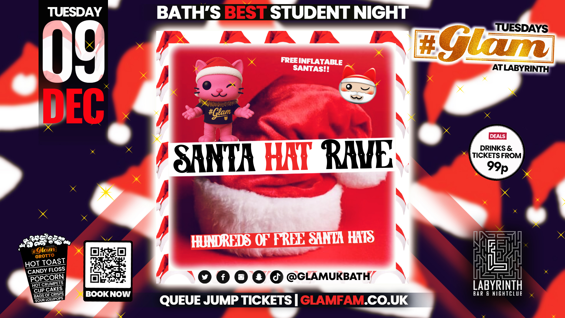 Glam 🎅 SANTA HAT RAVE 🎅 | TICKETS SELLING OUT FAST! Every Tuesday at Labyrinth! 😻
