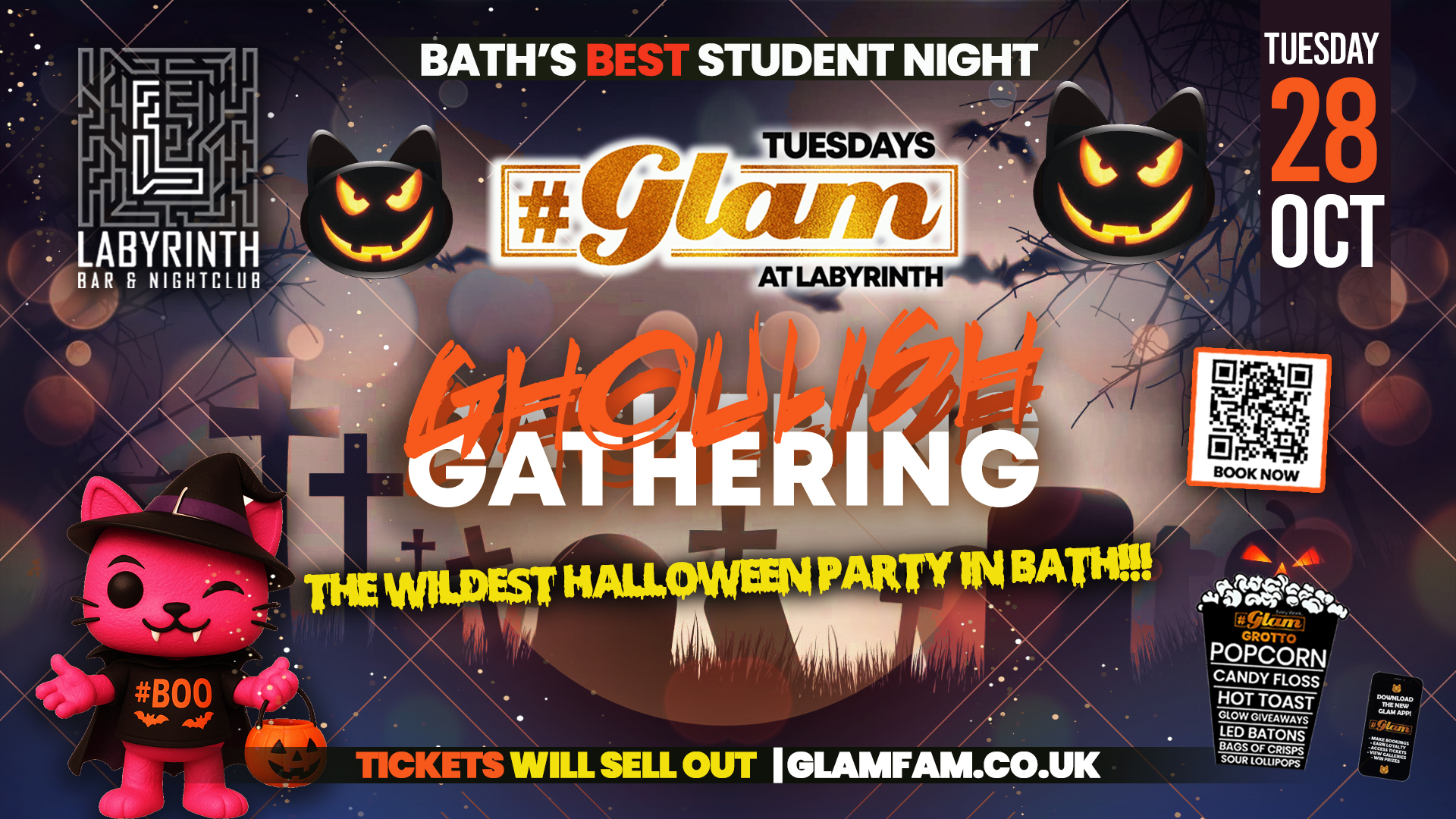 Glam – ⛓️🎃🦇 GLAM GHOULISH GATHERING 😈🧟👻| | Bath’s Best Student Night! Every Tuesday at Labyrinth! 😻