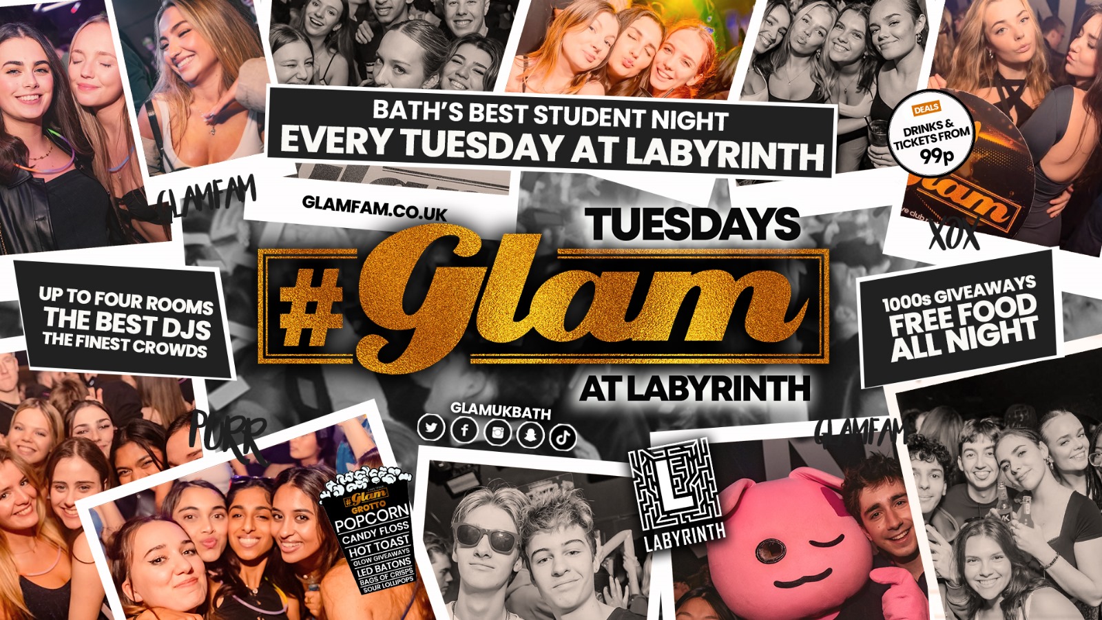 Glam – WELCOME BACK 2026!!🔥 Bath’s Biggest Week Night | Every Tuesday at Labyrinth 😻