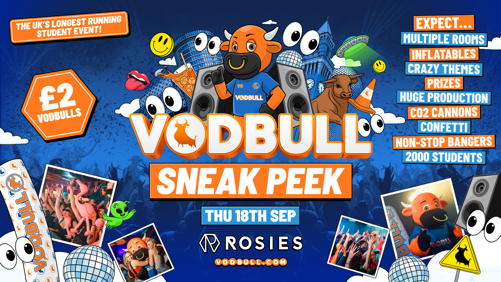 🧡 VODBULL FRESHERS SNEAK PEEK⭐️ ⚠️200 TIX ON THE DOOR⚠️ at ROSIES!! 18/09