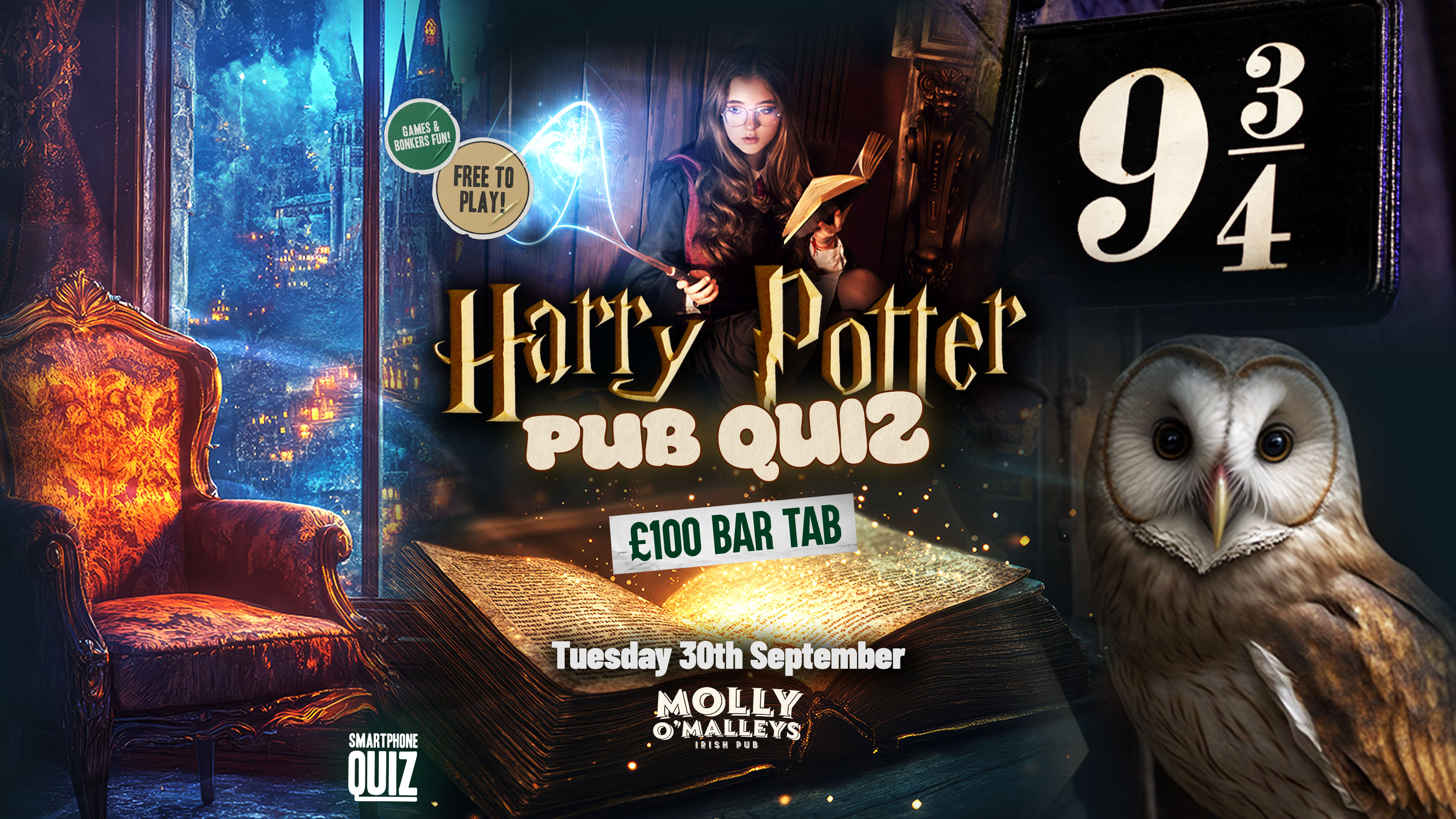POT LUCK PUB QUIZ 🤔 Every Tuesday at Molly O’Malleys | Harry Potter Theme