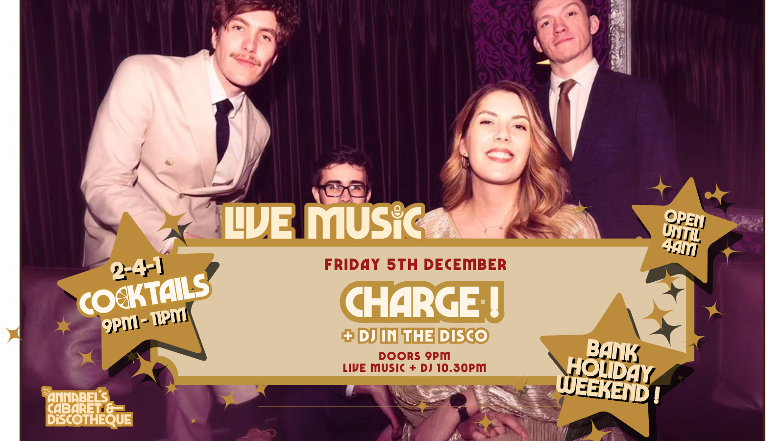 Live Music: CHARGE! // Annabel’s Cabaret & Discotheque