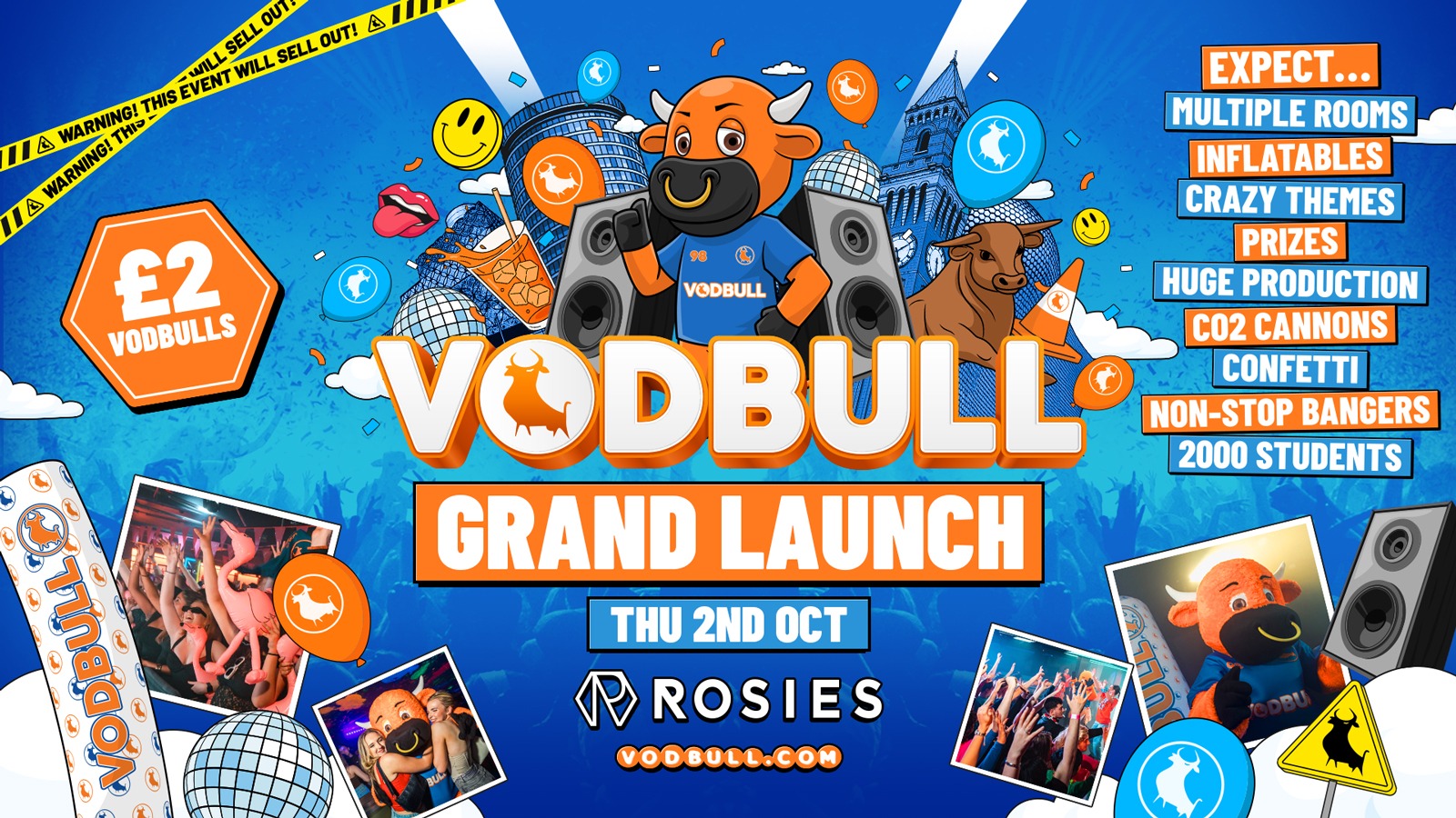 🧡 VODBULL GRAND LAUNCH ⚠️[200 SPACES ON THE DOOR FROM 10.30PM!!]⚠️ at ROSIES!! 02/10
