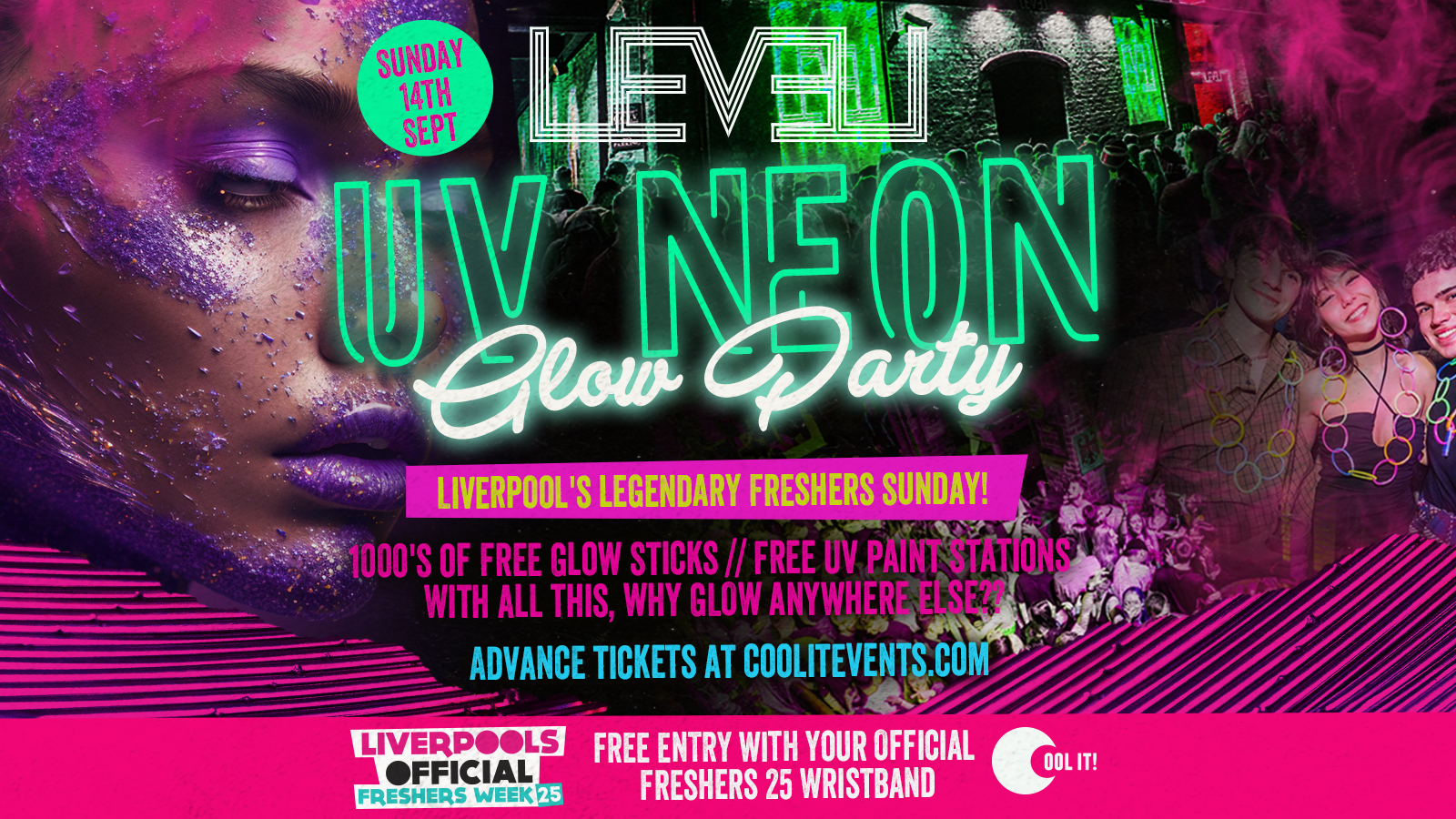 DAY 1 – OFFICIAL – EVENT 2: UV Neon Glow Party : The Legendary Freshers Sunday 🌟 🔮 🎊 🎪
