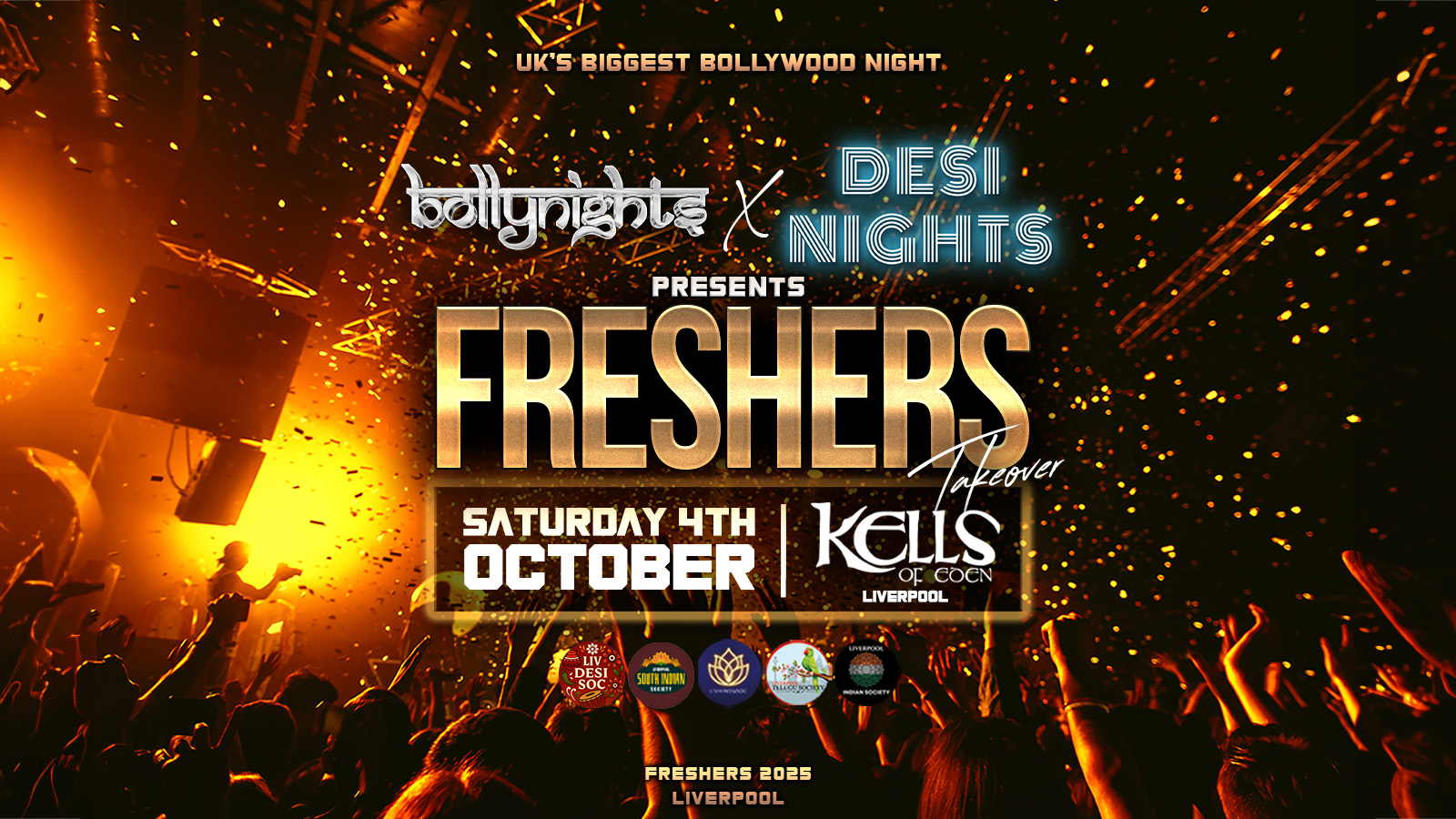 Liverpool Bollynights X Desi Nights  – Freshers Takeover | Saturday 4th October | Kells Of Eden