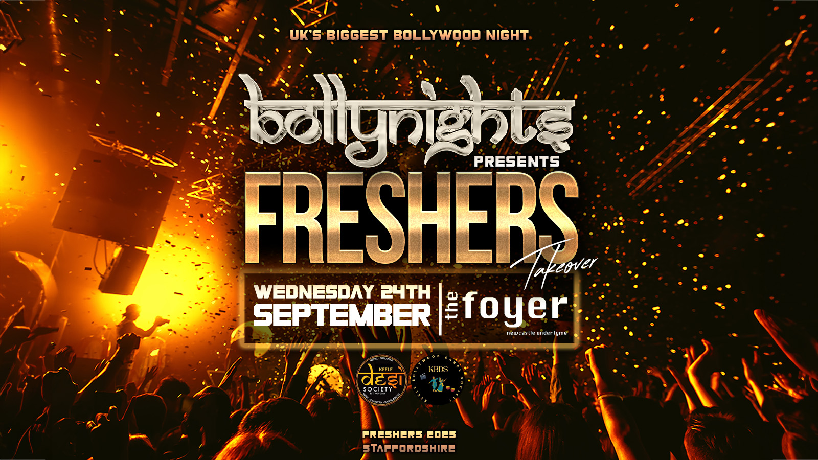 Staffordshire Bollynights – Freshers Takeover | Wednesday 24th September | The Foyer
