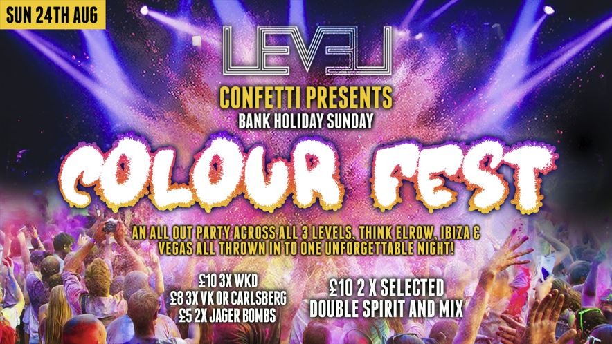 Bank Holiday Sunday Confetti Presents Colour Fest