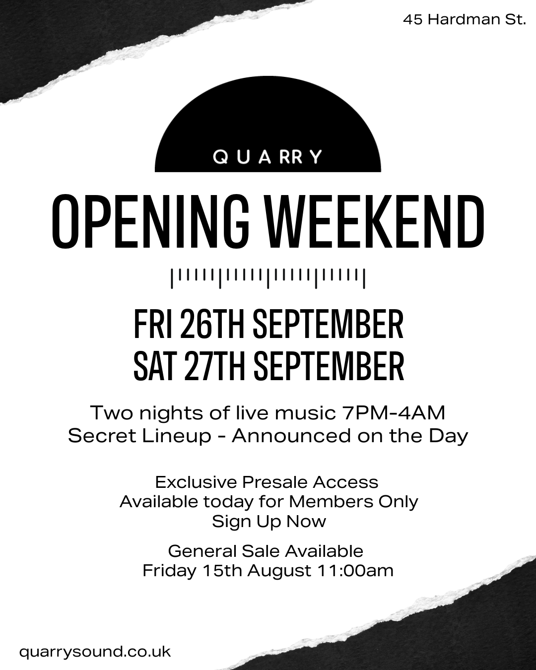 OPENING WEEKEND 26TH & 27TH SEPTEMBER