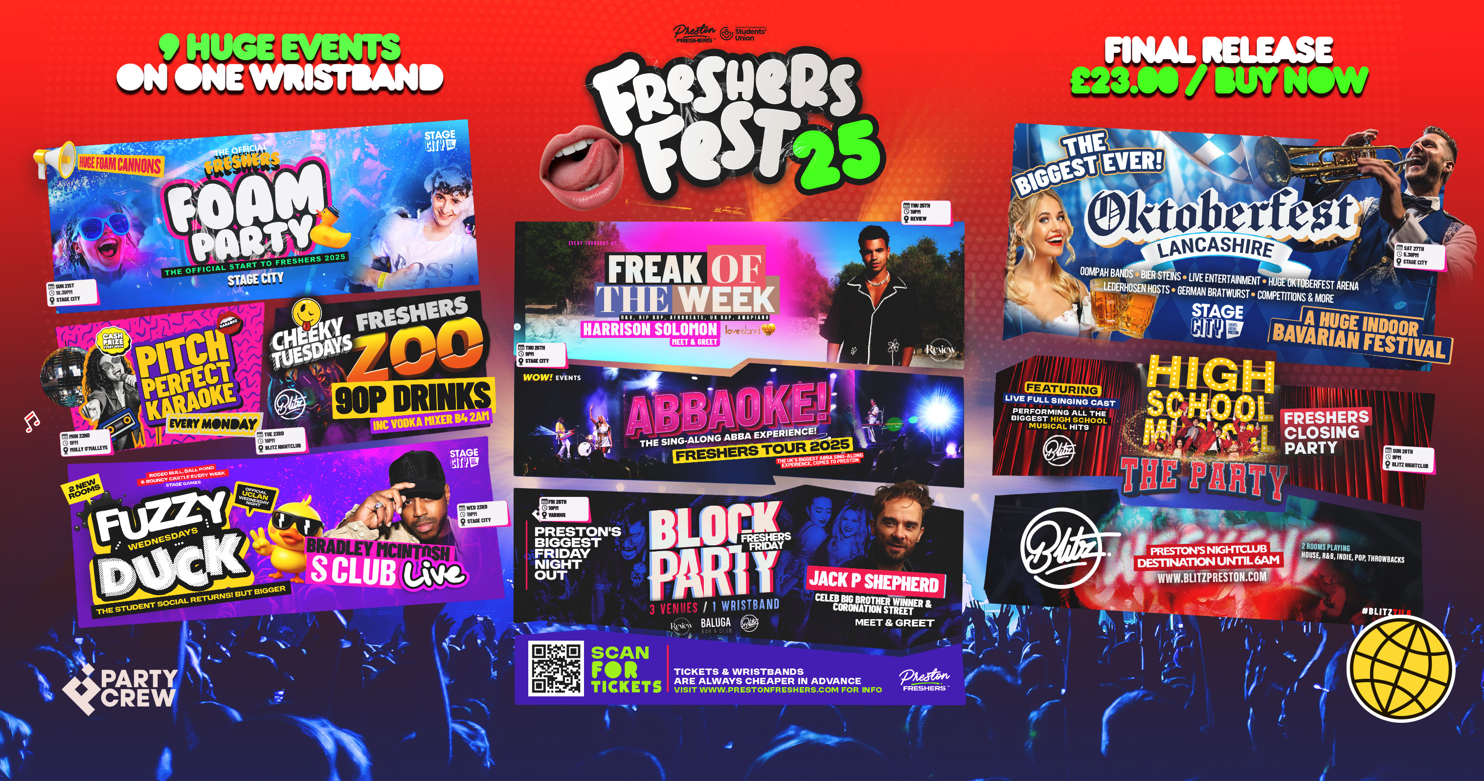 PRESTON FRESHERS & UCLAN **AAA FRESHERS WRISTBAND** 🎟️ The BIGGEST EVENTS all on ONE Wristband – Freshers 2025