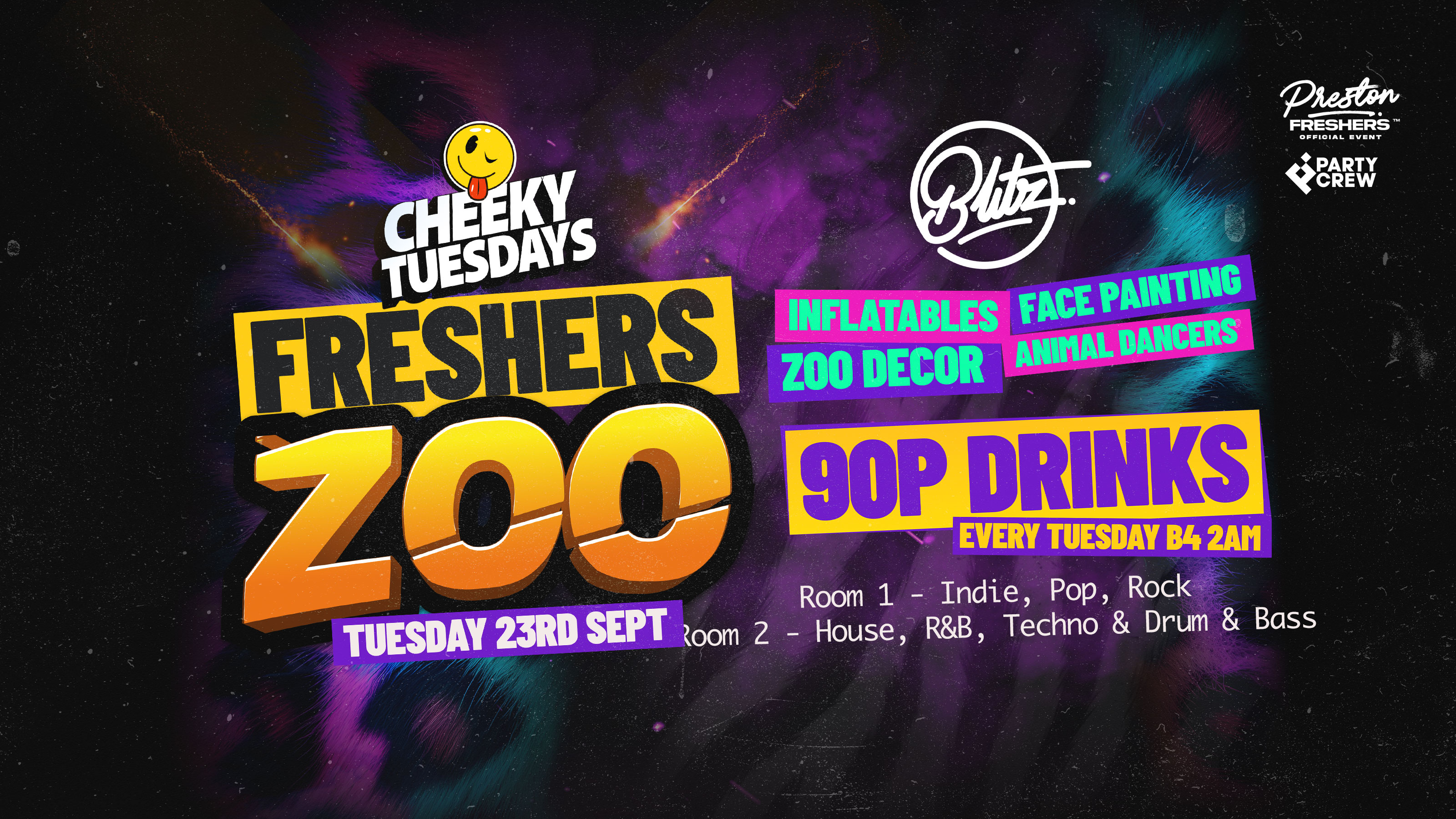 CHEEKY TUESDAYS FRESHERS ZOO PARTY | 90P DRINKS B4 2AM 😎 Indie Pop Dance at BLITZ | Freshers Tuesday ⭐️ Blitztil6
