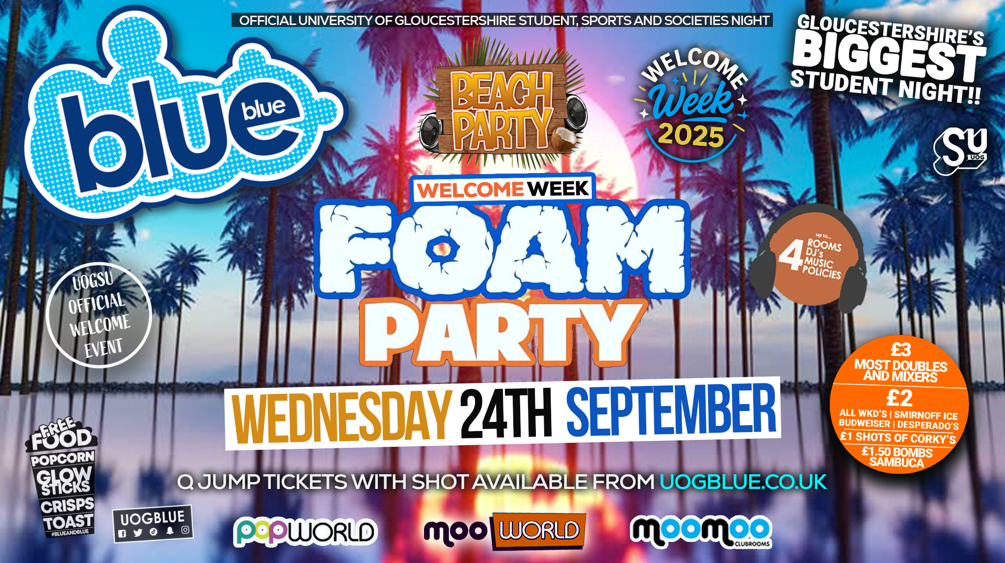 UOG OFFICIAL WELCOME WEEK – 🏖️ BEACH FOAM PARTY! 🫧 Blue & Blue Wednesdays | Gloucestershire’s Biggest Student Night 💙