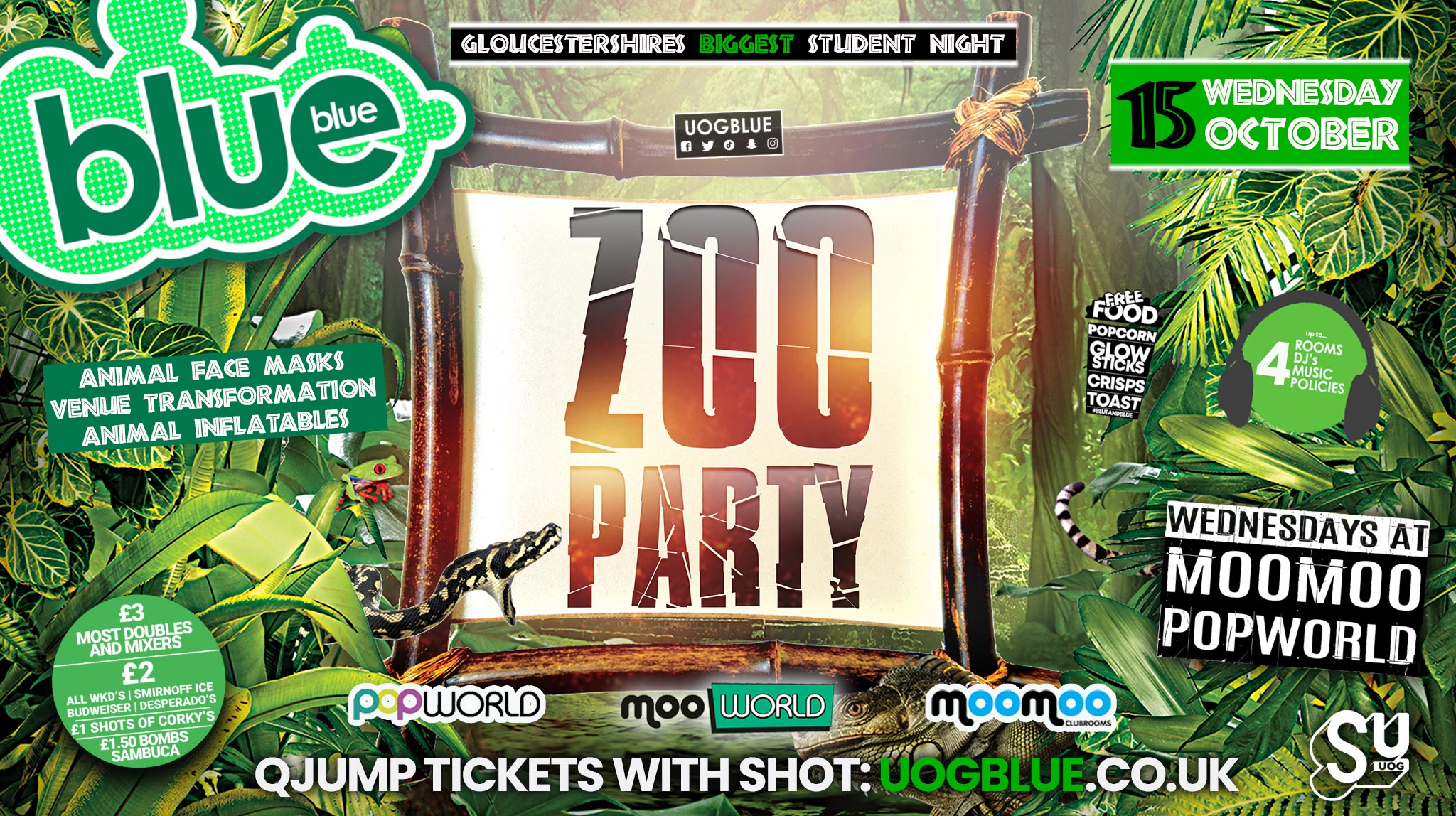 Blue & Blue Wednesdays | 🦏🦍🐯 ZOO PARTY! 🦒🦁🐾 Gloucestershire’s Biggest Student Night 💙