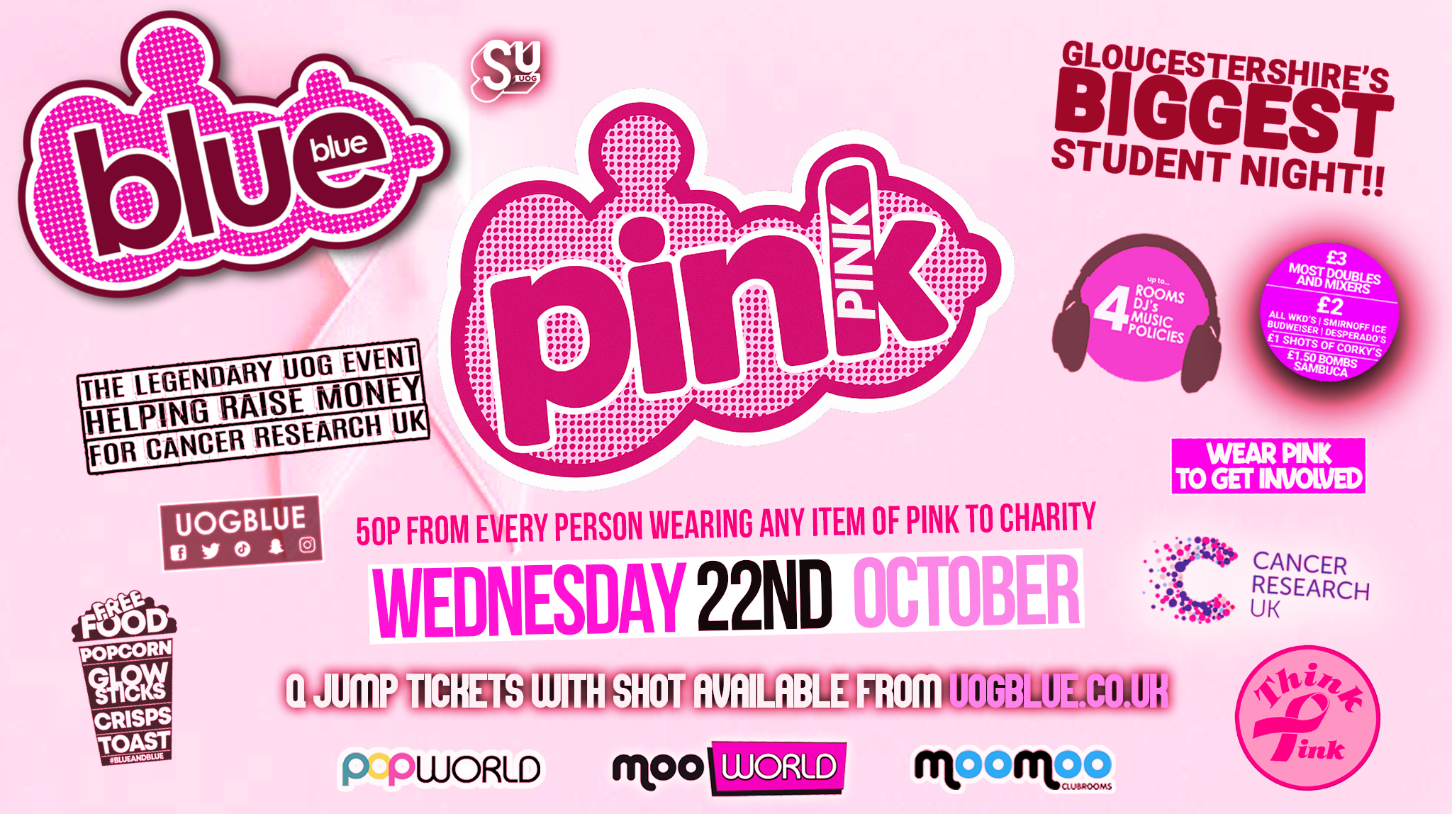 Blue & Blue Wednesdays | 🩷 PINK & PINK 🩷 Gloucestershire’s Biggest Student Night 💙