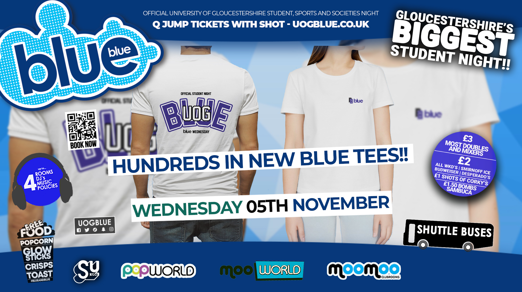 Blue & Blue Wednesdays | T – SHIRT GIVEAWAY!  👚👕 Gloucestershire’s Biggest Student Night 💙