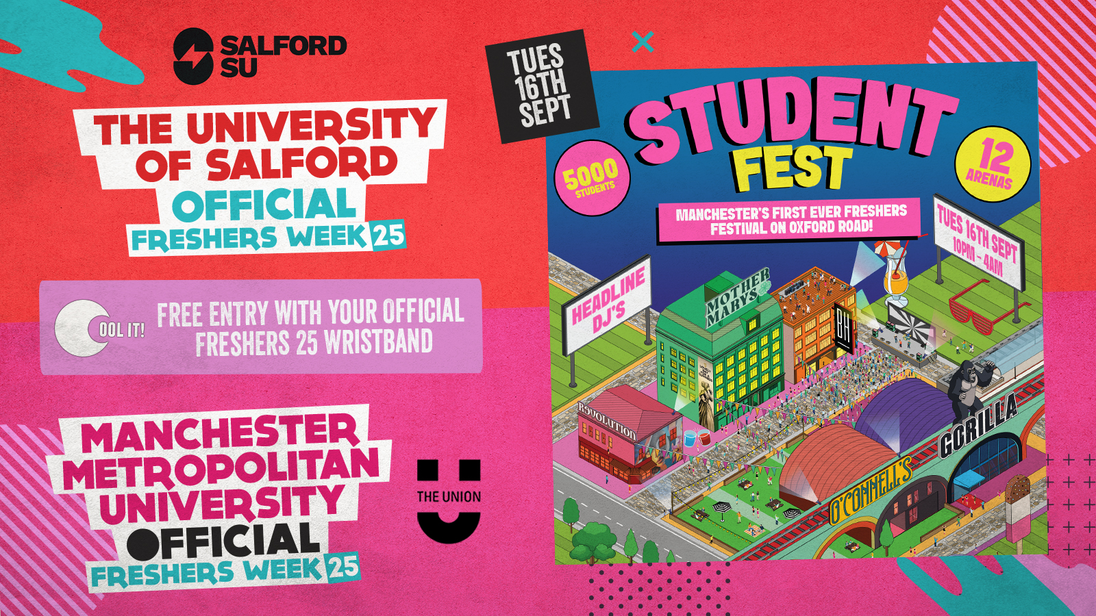 SALFORD UNIVERSITY – OFFICIAL – All Access Freshers Wristband 2025 🎟️ EVENT 6 : STUDENT FEST! TUESDAY 16TH SEPTEMBER