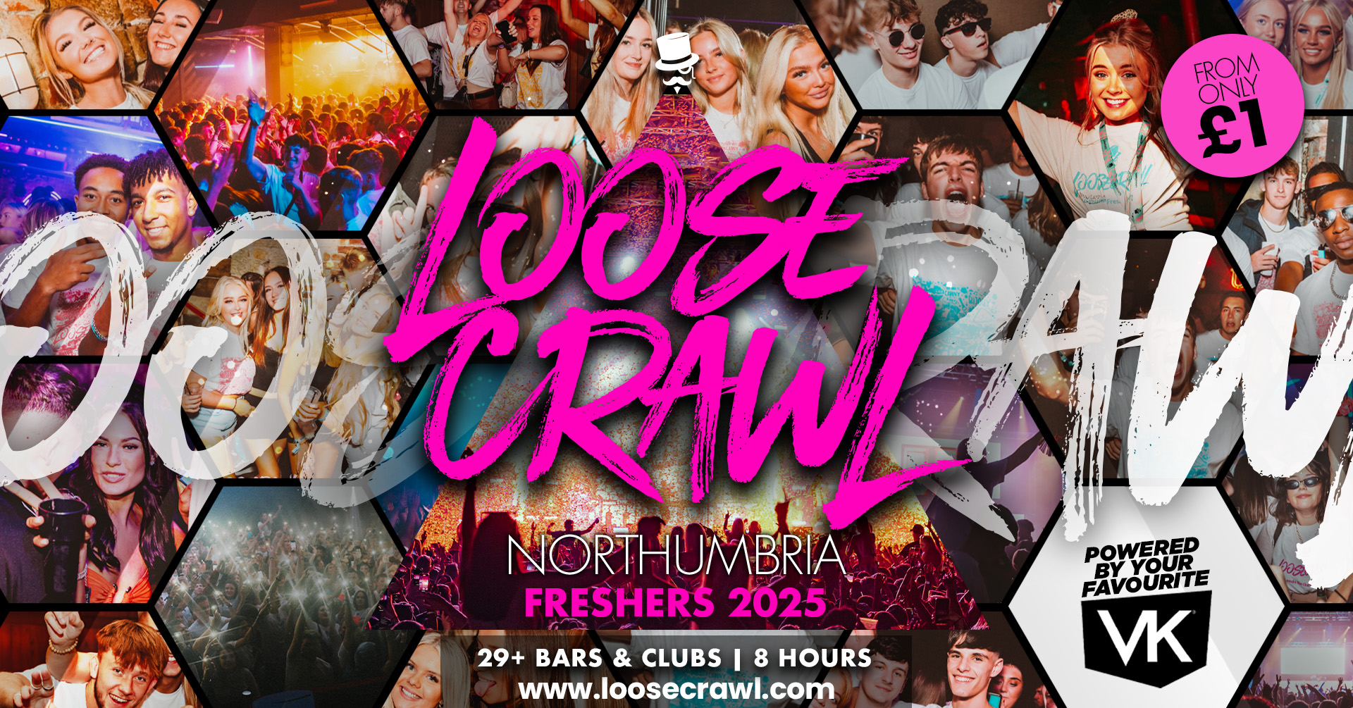 🏃🏽‍♀️‍➡️ THE OFFICIAL VK : LOOSECRAWL FRESHERS 2025 🏃‍♂️🚨 93% SOLD OUT! 🚨 NORTHUMBRIA FRESHERS ONLY // UK’S BIGGEST STUDENT BAR CRAWL FOR 9 YEARS — 29 BARS & CLUBS OVER 8 HOURS